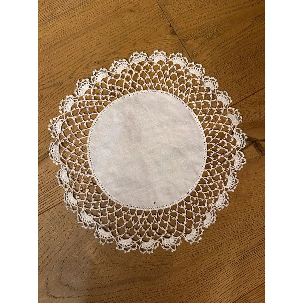 Set of 3 Vintage Hand-Crocheted White Doilies Linen Center Intricate Lacework